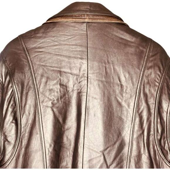 Boston Outfitters | Brn Genuine Leather Quilted Lined Bomber Jacket Size L | EUC - Picture 10 of 16